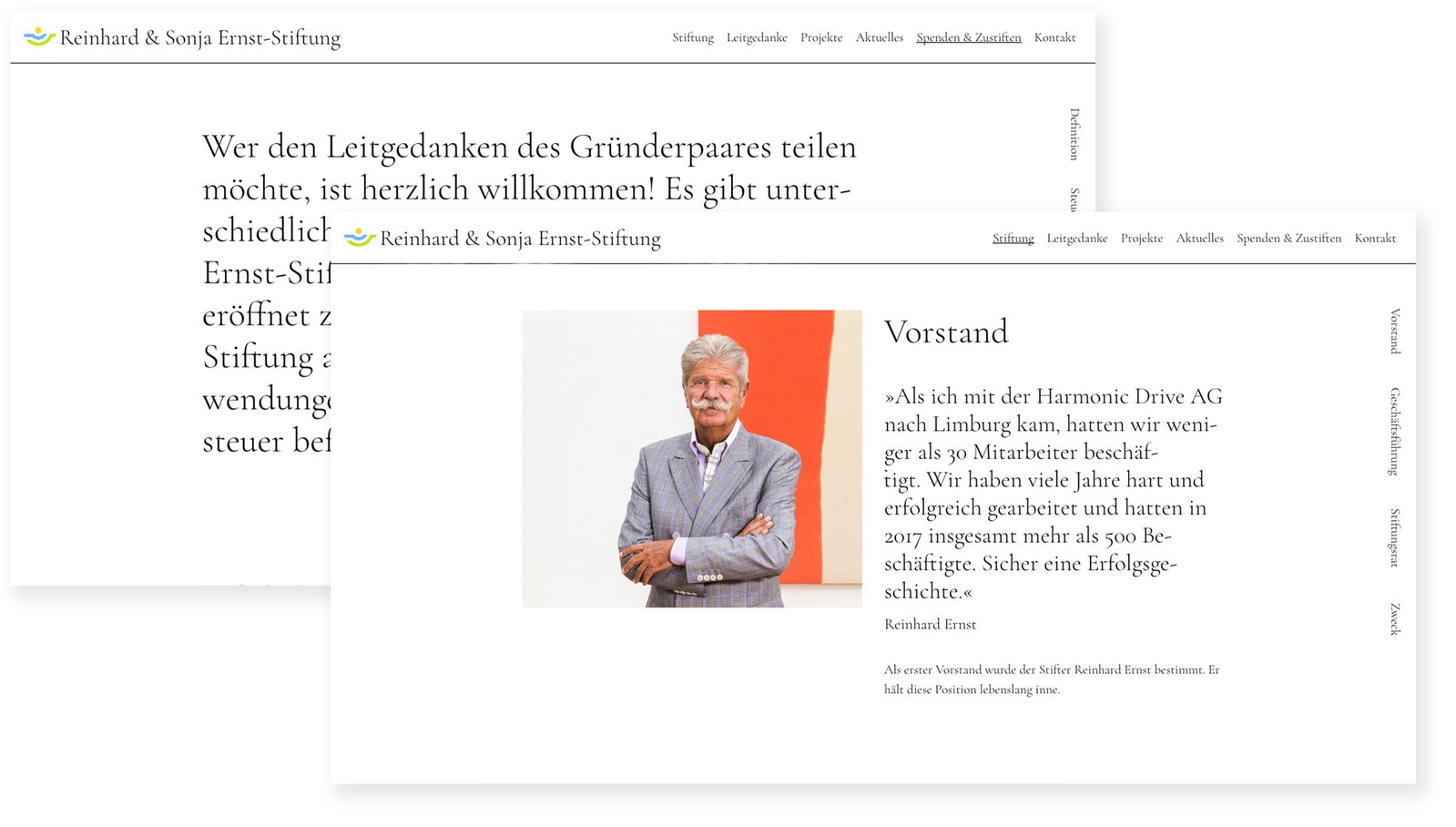 Webseite Reinhard und Sonja Ernst-Stiftung